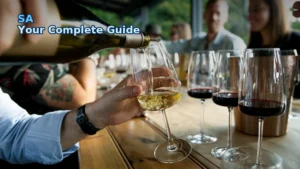 a group of people sitting at a table with wine glasses